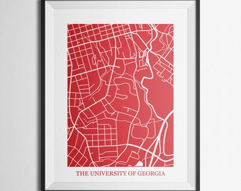 University of Georgia, Athens, Georgia Abstract Street Map Print