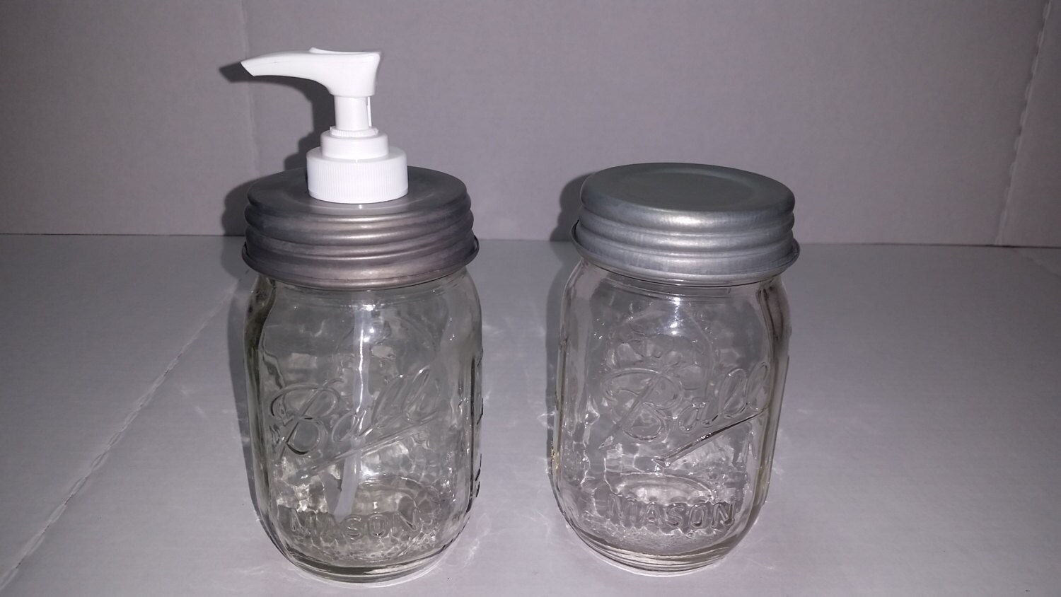 Pewter Mason Jar Soap Pump Lid White Plastic Soap Dispenser