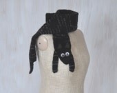 Hiena â€” handmade long scarf, animal scarf, hiena, black scarf, black grey, crochet scarf, knitted scarf, wool scarves, OOAK