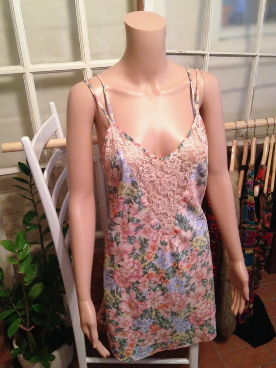 Items similar to 1980s Victoria Secret lingerie camisole MEDIUM, floral ...
