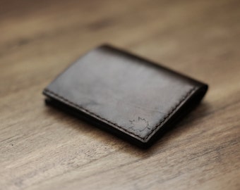Mens Leather Wallet, Mens Custom Leather Wallet, Thin Leather Wallet, Mens Anniversary Gift (Dark Brown Color)