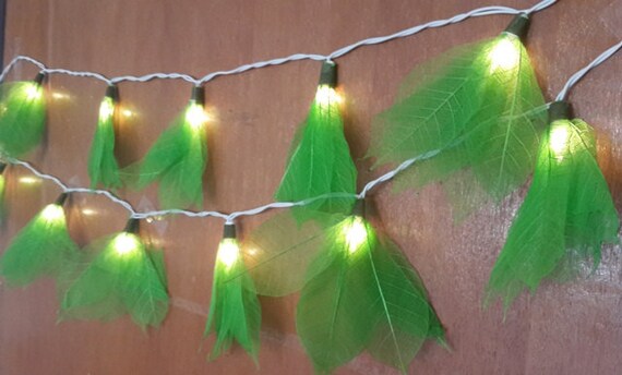 Items similar to string light green leaf bodhi 20 flower handmade party patio fairy decor ...