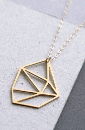 geometric necklace, geometric jewelry, faceted, diamond jewelry