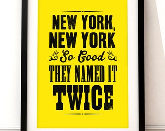New York print, New York art print, New York inspired print, typographic print, New York New York, typographic art, New York poster art
