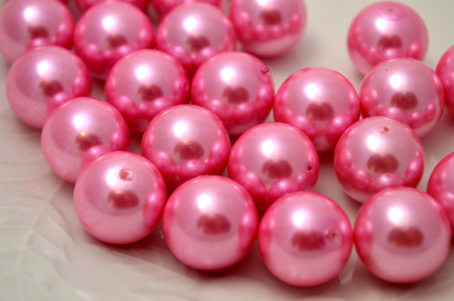 16mm Huge Pink Glass Pearls 7 Beads Brown Pearls Glass