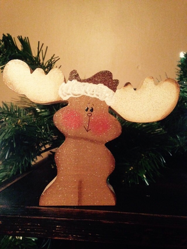 Moose shelf or window sill sitter. Can be personalized.