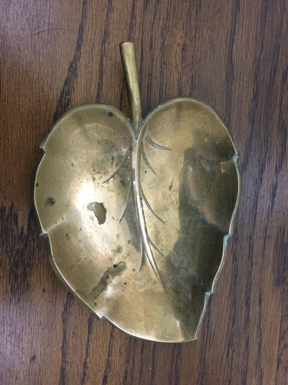Vintage Brass Leaf Trinket Dish by SillyFlyVintage on Etsy