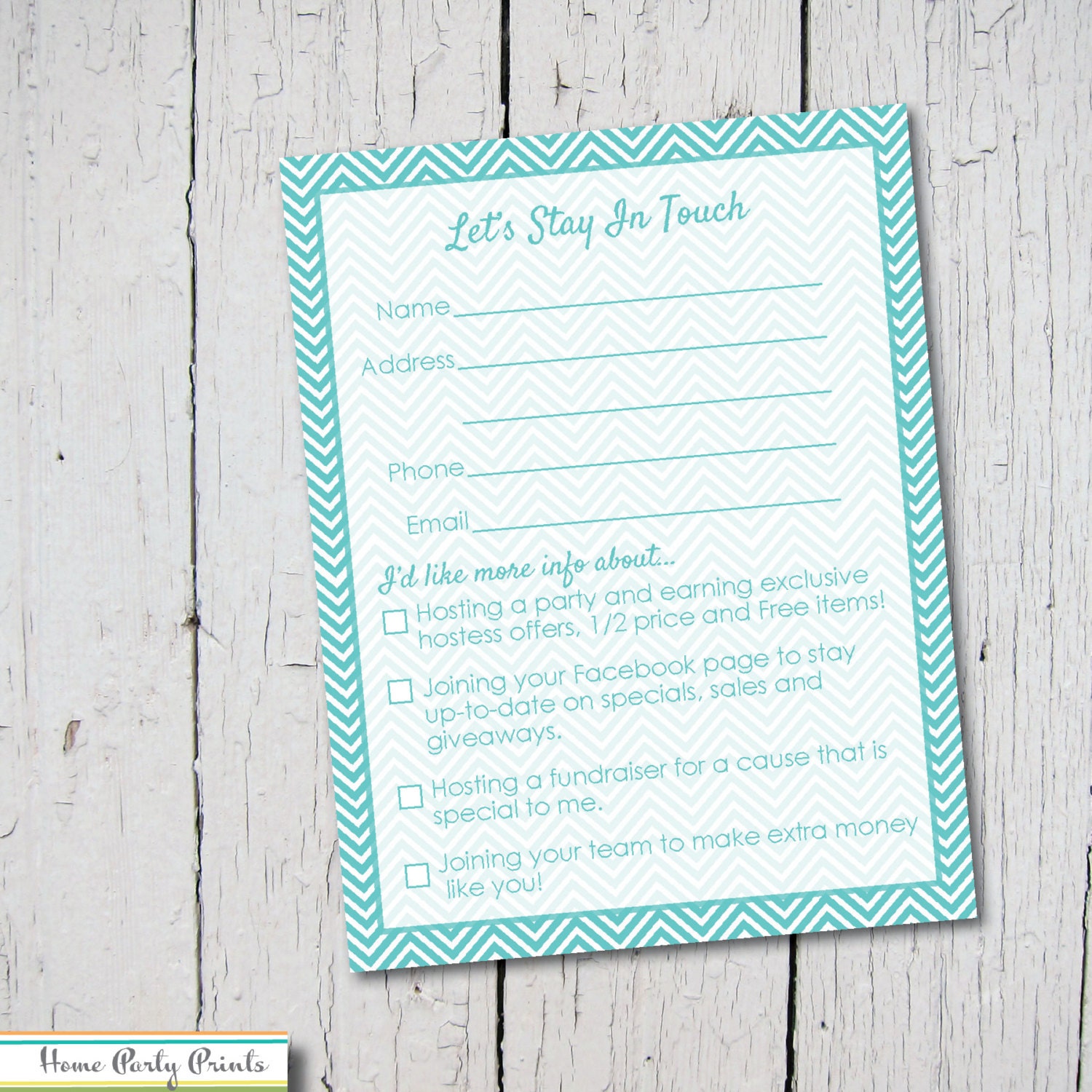 Aqua Chevron Guest Contact Cards Vistaprint Note Pad