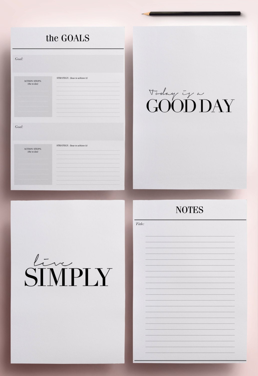 Minimal Planner A4 Agenda Inserts 12 Printable Planners: Minimal Planner A4 Agenda Inserts 12 Printable Planners: