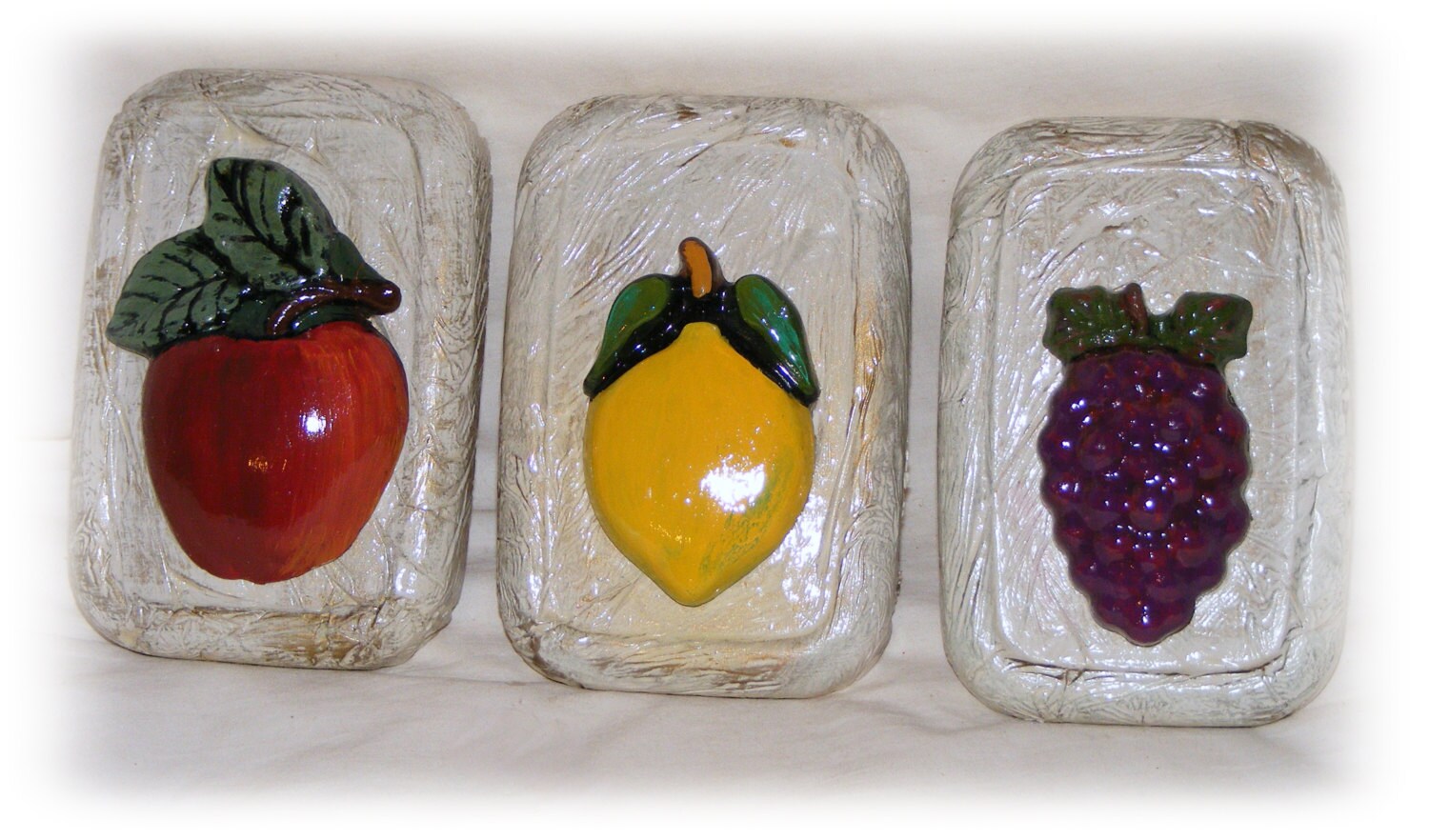CLEARANCE . . Three Plaster Wall Fruit Hangings by TheCraftBlossom