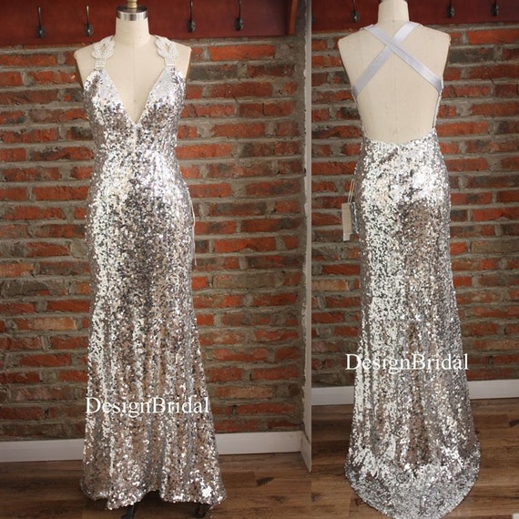 sequin gown with train
