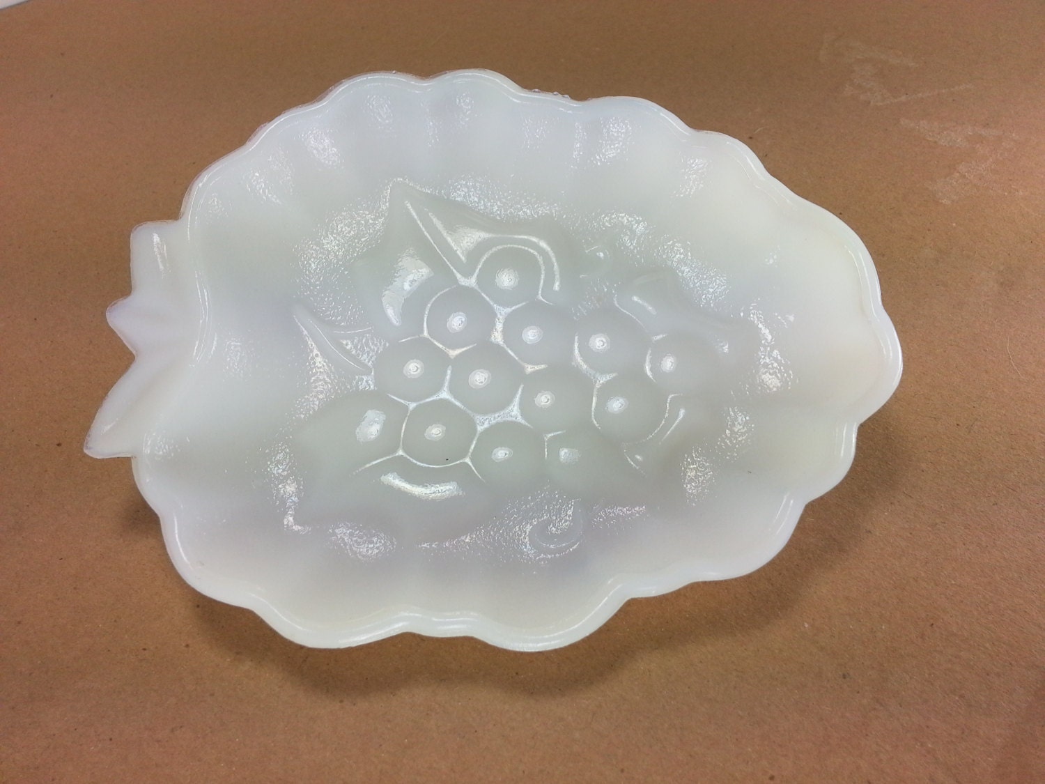 Milk Glass Grape Shaped Dish, Grape Kitchen Decor Condiments Dish