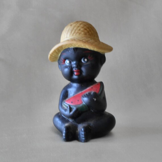Black Child Eating Watermelon Bisque Figurine African American