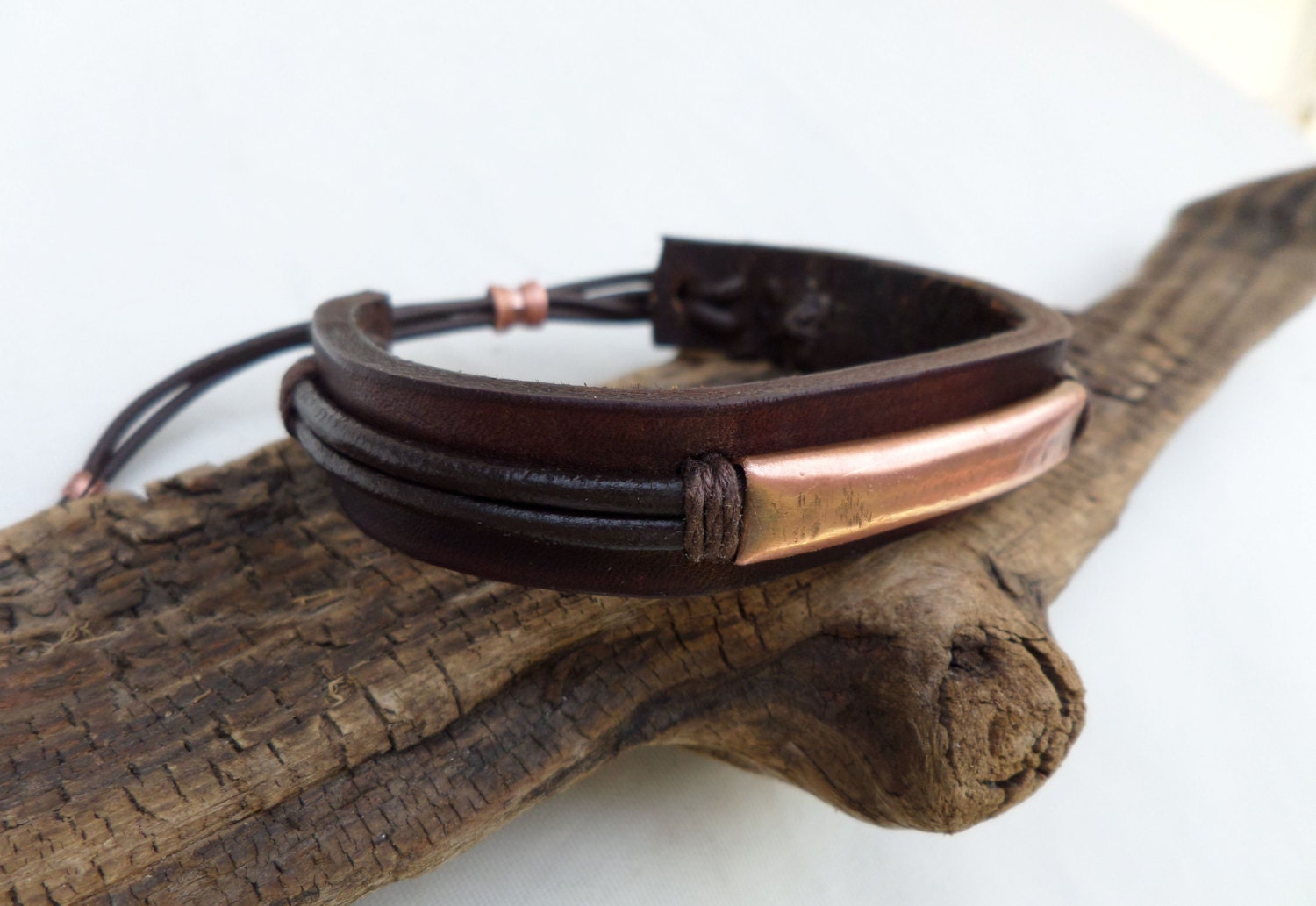 Mens Leather And Copper Bracelet Mens By Coletaylordesigns 5927