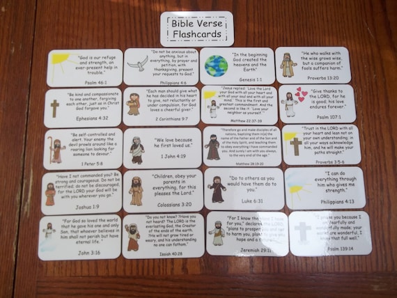 20 Bible Verse Flash Cards. Preschool thru Third Grade