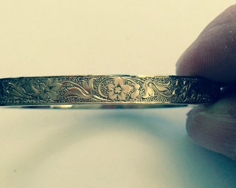 Beautiful 14k engraved victorian bangle bracelet cuff
