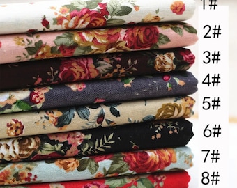 Floral fabric,rose flower print linen fabric,cotton linen fabric,floral curtain fabric,girls fabric,women thin dress fabric,summer fabric