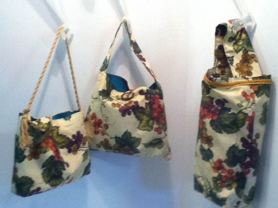 Handmade Tote Bag with grape scenes