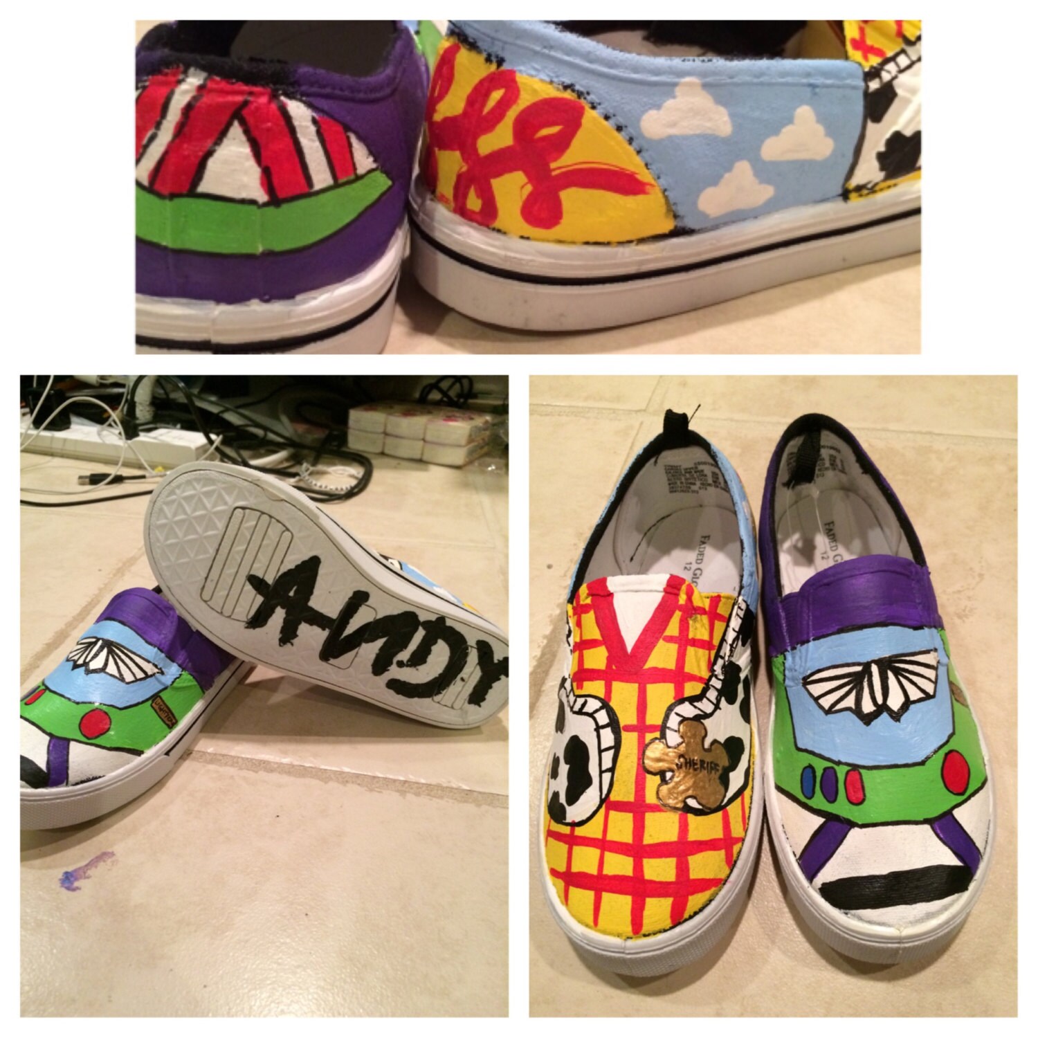 Buzz and Woody Handpainted Canvas Shoes by DsShoesWithCharacter