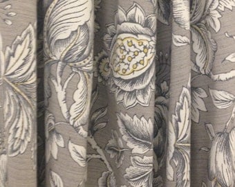 Floral Curtains Swavelle Perdido Graphite Curtain Panels Grey Curtains Yellow Curtains ONE PAIR