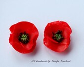Red Poppy earrings Floral studs earrings Red earrings Poppies studs by Natalja Ivankova panarili Perfect gift for her