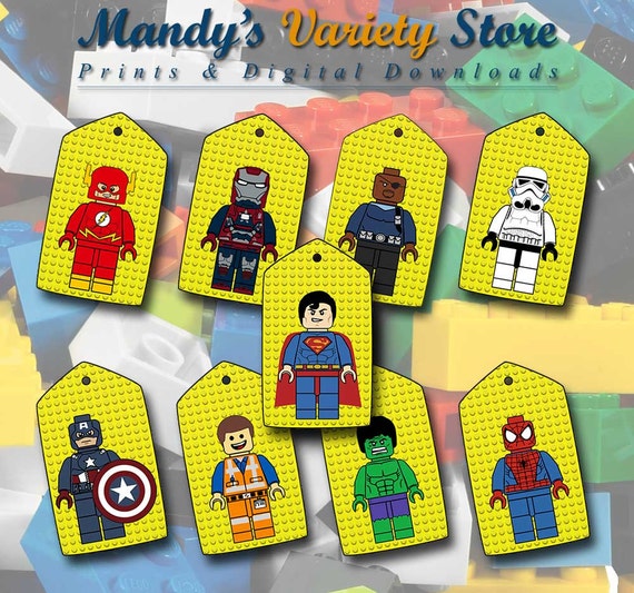 Lego Style Printable Gift Tags Instant Download Digital