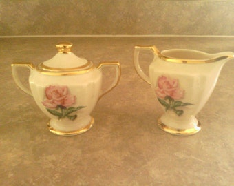 Distinctive Kingwood Creamer and Sugar Set with Lid, China.