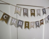 Gold and Silver Merry Christmas Banner- Christmas Party, Photo Prop