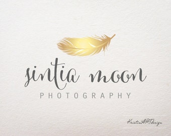 Gold feather logo, Premade logo, Feather logo design, Photography logo and watermark, Logo design, Gold logo, Business logo, Brand deign 062
