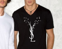 Men YSL t shirt tee t-shirt screen printing on Quality American Brand shirt S-3XL 100% cotton