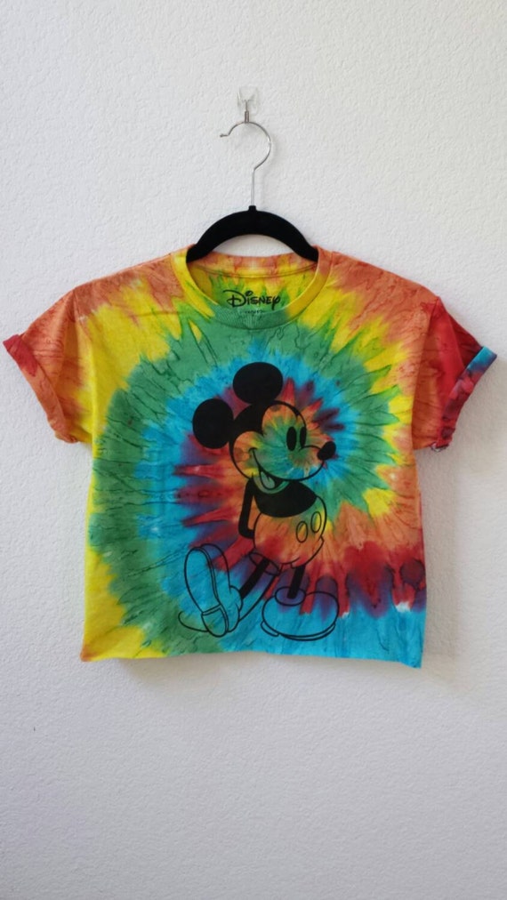 Cropped tie dye Mickey Mouse t shirt by RoadRat on Etsy