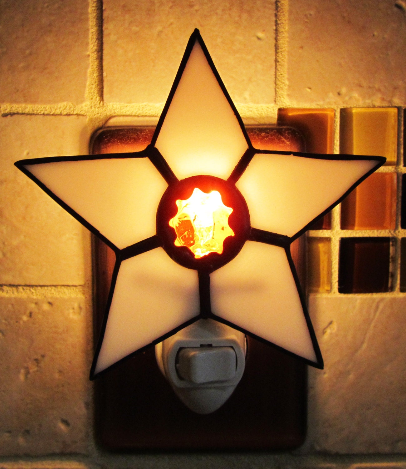Handmade Stained Glass Night Light Bright by PinwheelStainedGlass