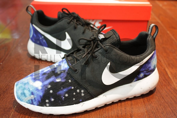 Items similar to Nike Roshe Run Black Marble Cosmic Galaxy Print V5 ...