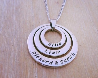 Premium Family Name Necklace - Hand Stamped. Gift idea