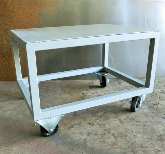 Industrial Metal Table with wheels