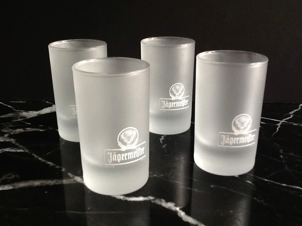 Jagermeister Shot Glasses Set of 4 Made in Germany Frosted