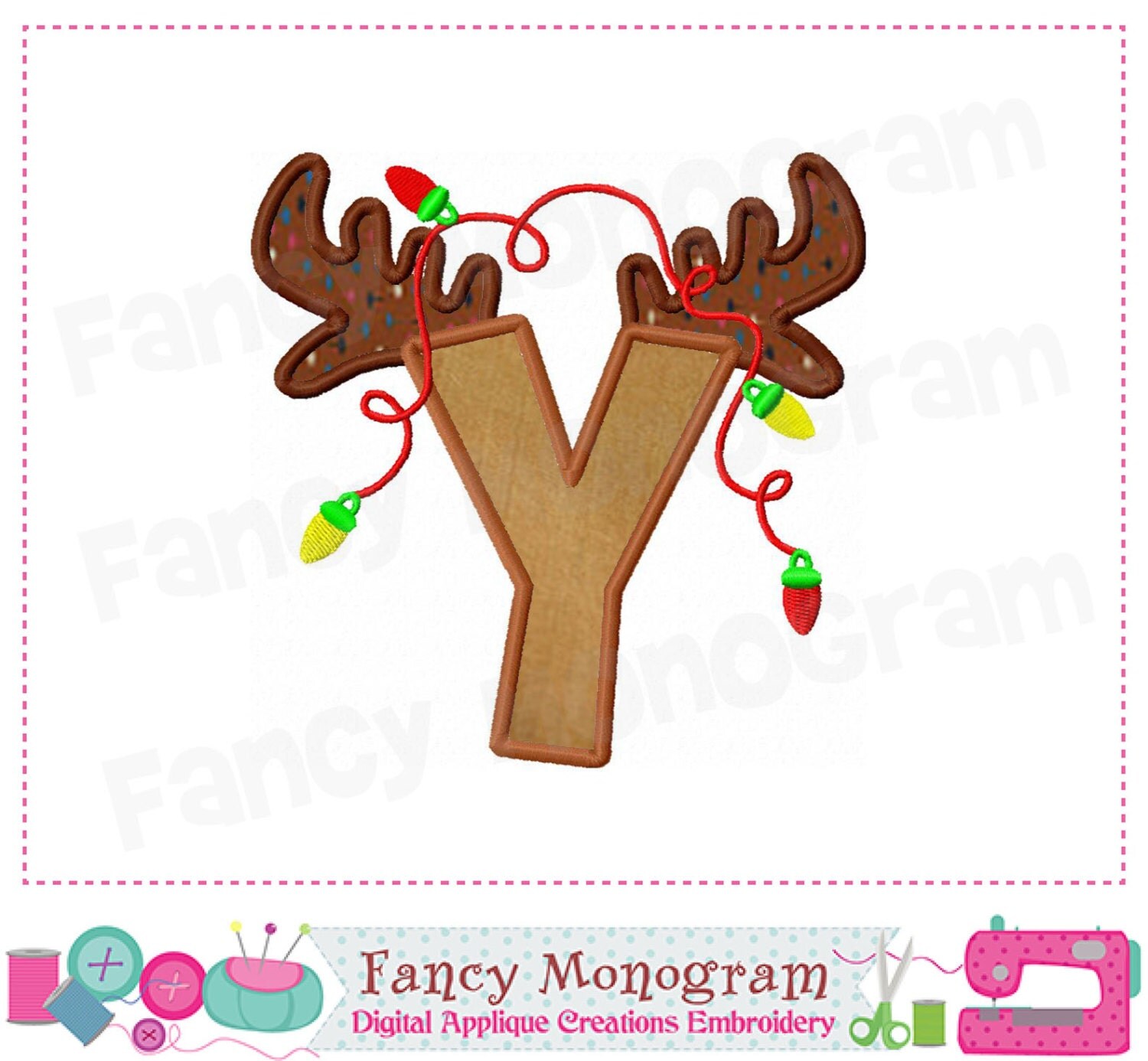 Reindeer Monogram Y appliqueChristmas Letter Y applique