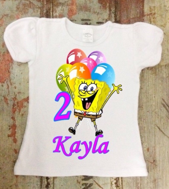 Items similar to Spongebob Birthday Tshirt Personalized with Name and