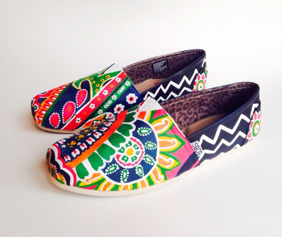 Items similar to Venetian Paisley Painted Shoes Vera Bradley Inspired ...