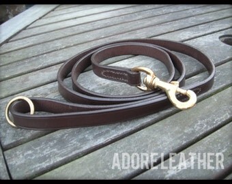 English Leather Dog Leash | Leather Dog Lead | Bridle Leather | Brass Trigger Clip | Hand Loop |