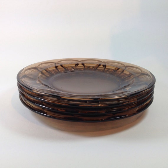 Brown Glass Salad Plates by InOldThingsWeTrust on Etsy
