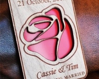 Wood Save-The-Date Magnets (50)/ Personalized Wedding magnets/ Rustic Save the Date/ custom save the date magnet/ red rose save the date