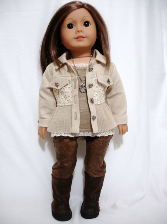 Original design Dressed Up Country Lace Jacket for 18 inch dolls such as American Girl