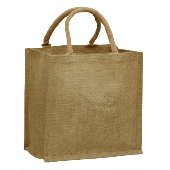 Natural Burlap Tote Bags 11 x 11 x 6 Wholesale by HouseofKA