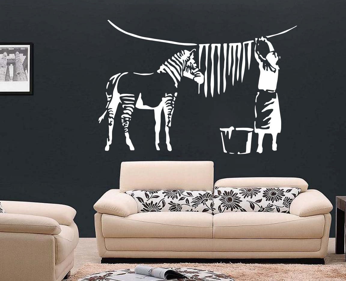 Large Banksy Zebra Stripes Wall Art Decal Mural Sticker