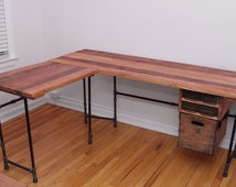 The Elle Desk Reclaimed Wood L Shaped Desk Wood Office Desk with
