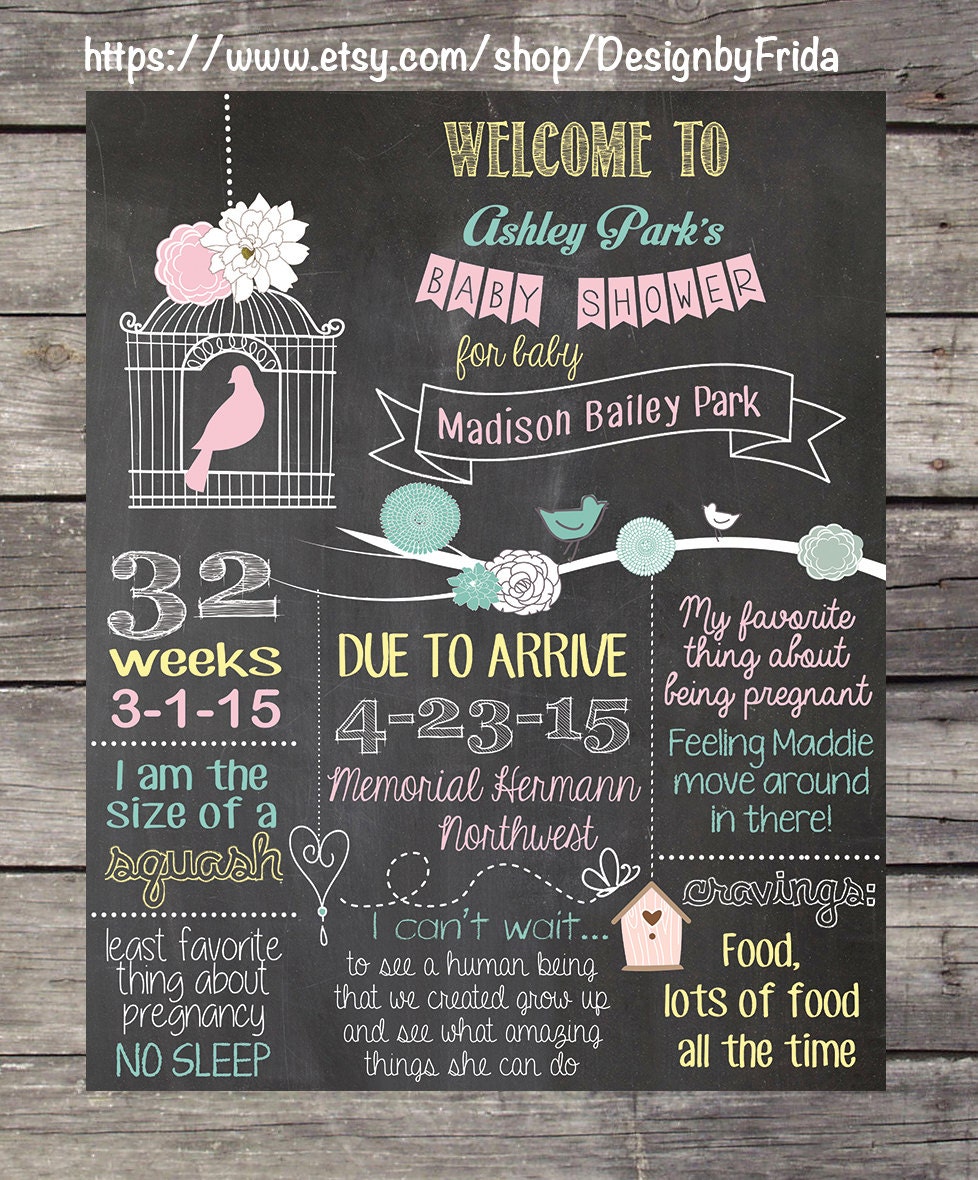 Cute Custom Nursery Baby Shower Party Chalkboard Poster Sign