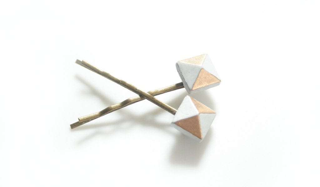 Concrete and Gold Hair Pins Gray Concrete Bobby Pins