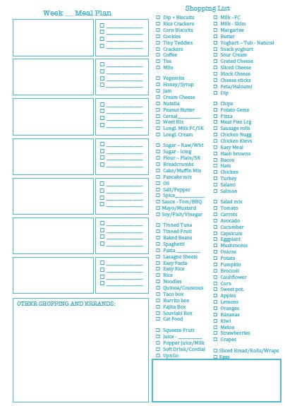 Meal Planner And Shopping List Template By Theorganisednest Meal Planning Template With Grocery List
