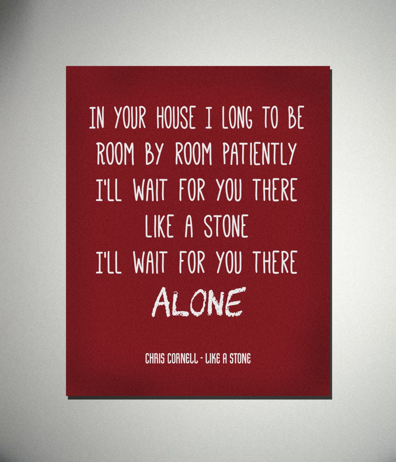 Chris Cornell Lyrics Poster / Like A Stone / Song Lyrics by Wurdd